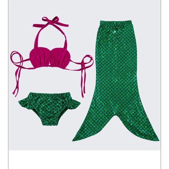 Other - GIRLS MERMAID BIKINI WITH TAIL SKIRT COVER UP